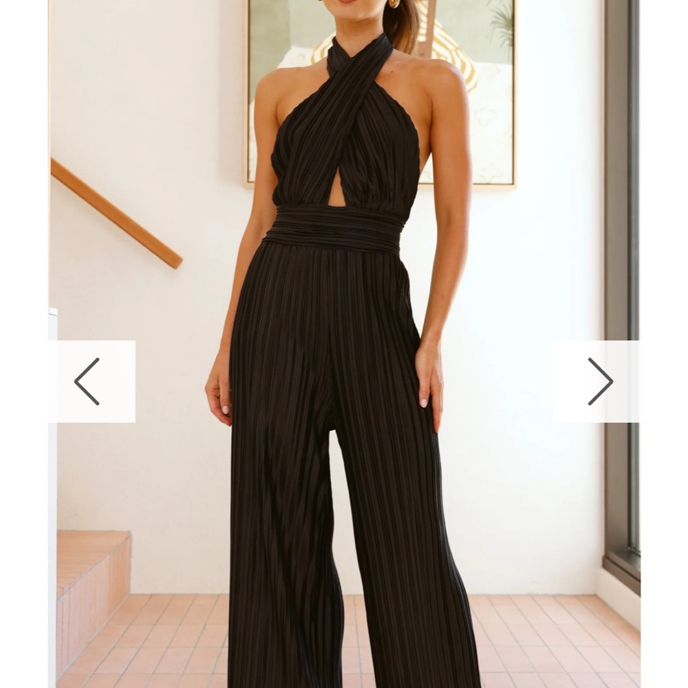 BILLY J Twist Neck Black Halter Jumpsuit size 14/XL BRAND NEW